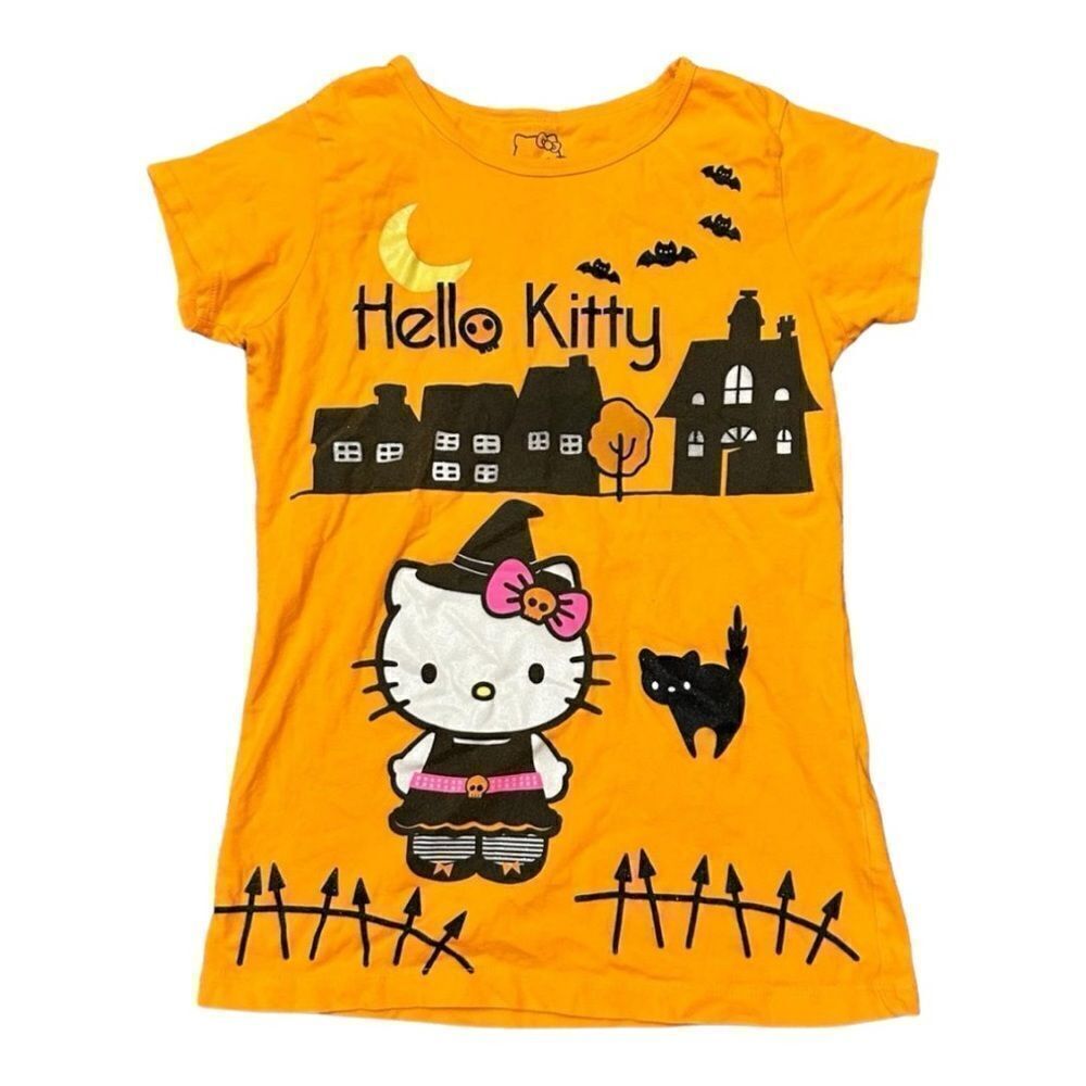 Hello Kitty Women's Orange and Black T-shirt